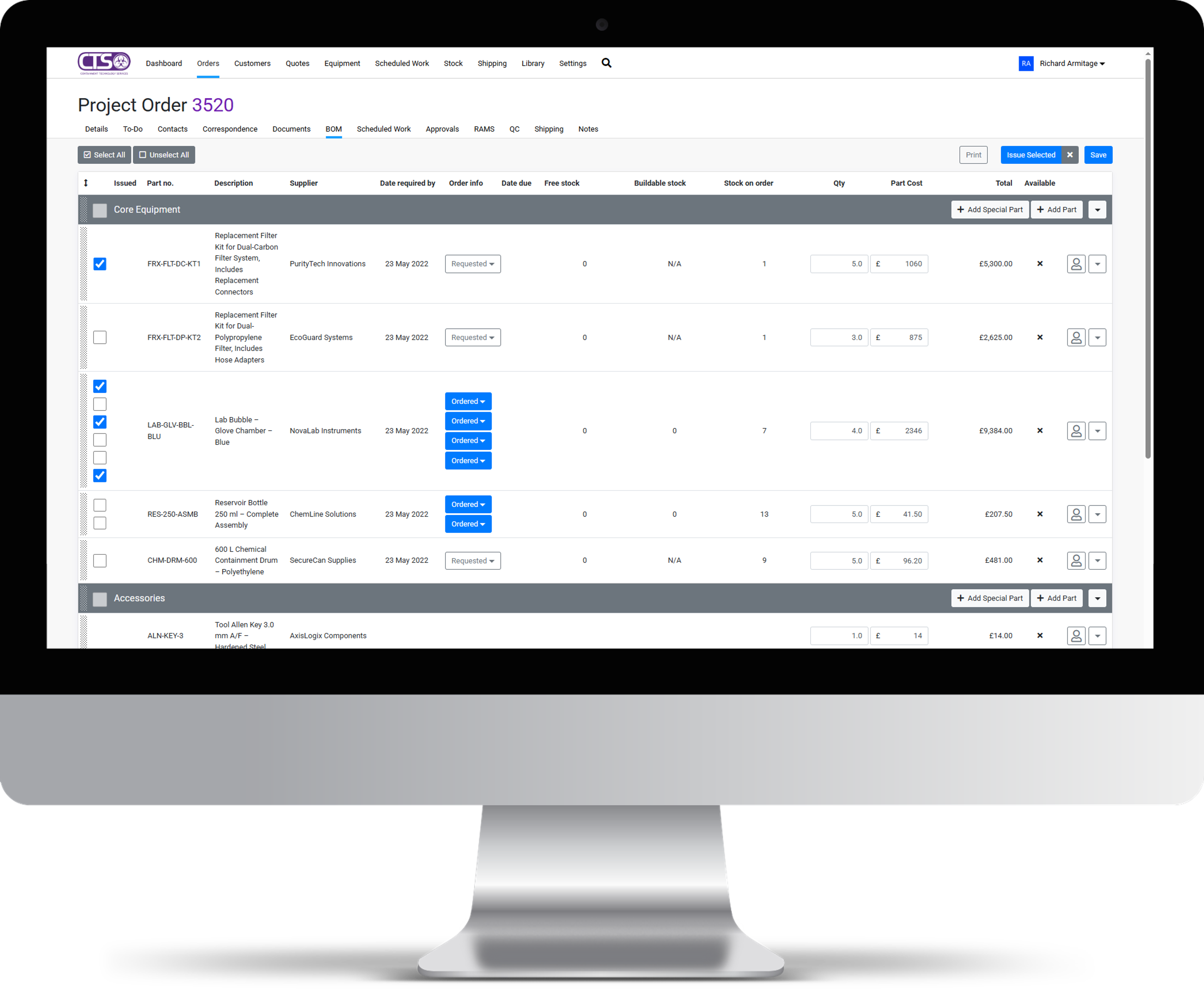CTS ERP Screenshot