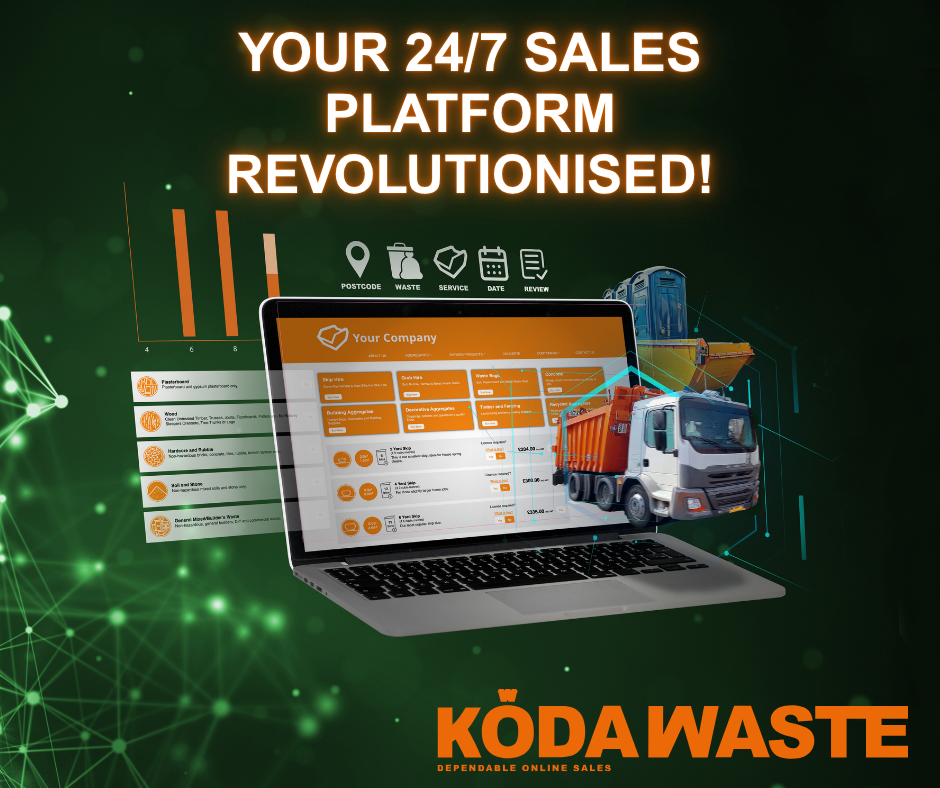 KodaWaste application showing the branded online ordering experience for waste-management services